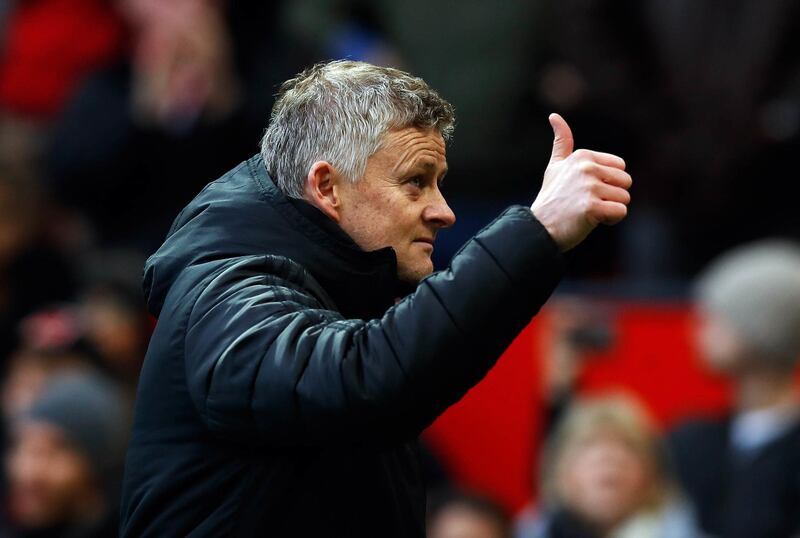 Manchester United manager Ole Gunnar Solskjaer acknowledges the fans in Manchester. PA
