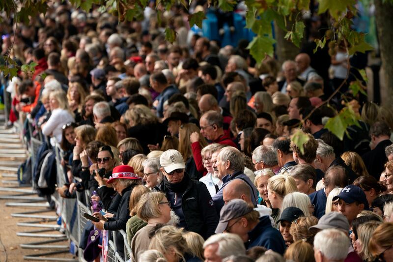 Crowds gather along The Mall. Reuters