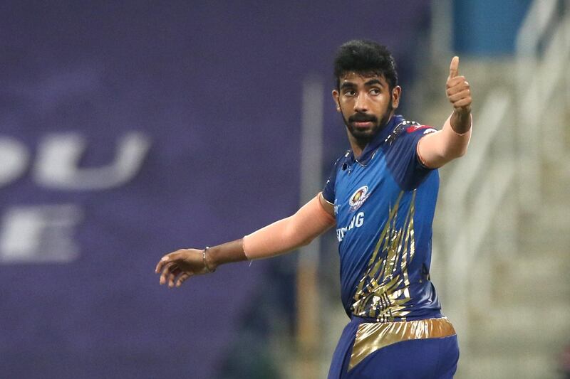 Jasprit Bumrah of Mumbai Indians  celebrates the wicket of Shreyas Gopal of Rajasthan Royals during match 20 of season 13 of the Dream 11 Indian Premier League (IPL) between the Mumbai Indians and the Rajasthan Royals at the Sheikh Zayed Stadium, Abu Dhabi  in the United Arab Emirates on the 6th October 2020.  Photo by: Pankaj Nangia  / Sportzpics for BCCI