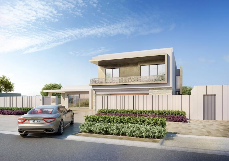 Yas Acres will consist of 1,315 villas, with the company saying residents will have access to a golf course and club house, parks, schools and a waterfront. Above, an illustration of one of the properties in the project. Courtesy Aldar