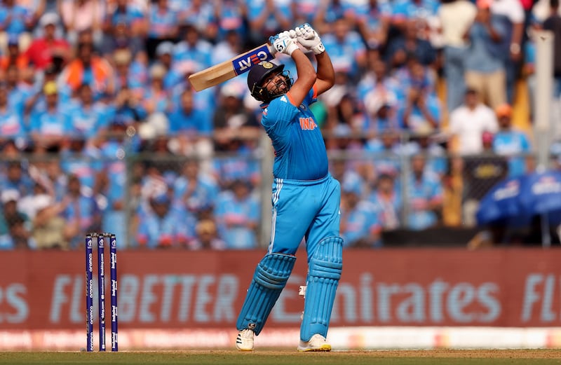 Rohit Sharma of India hits out. Getty Images