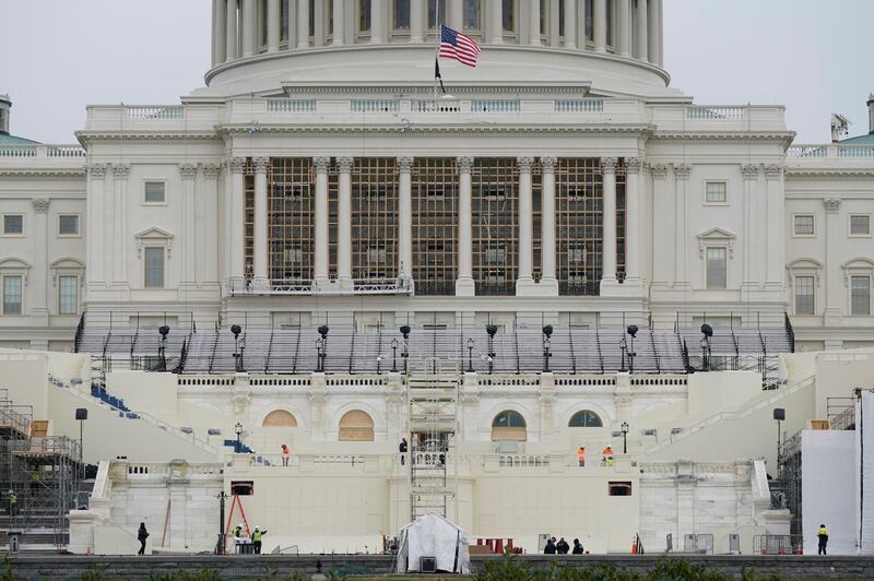 Preparations take place for President-elect Joe Biden's inauguration on the West Front of the US Capitol. AP Photo