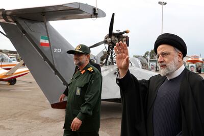 Iranian President Ebrahim Raisi visits a naval base of the Islamic Revolutionary Guards Corps in Bandar Abbas, on February 2. AP