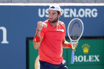 NEW YORK, NEW YORK - SEPTEMBER 05: Matteo Berrettini of Italy reacts during his Men's Singles third round match against Casper Ruud of Norway on Day Six of the 2020 US Open at USTA Billie Jean King National Tennis Center on September 05, 2020 in the Queens borough of New York City.   Al Bello/Getty Images/AFP
== FOR NEWSPAPERS, INTERNET, TELCOS & TELEVISION USE ONLY ==
