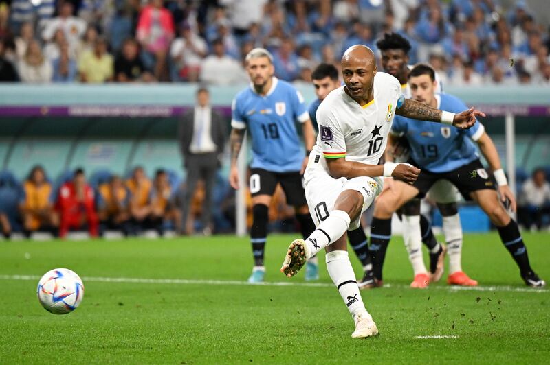 Ghana's Andre Ayew misses a penalty. Getty