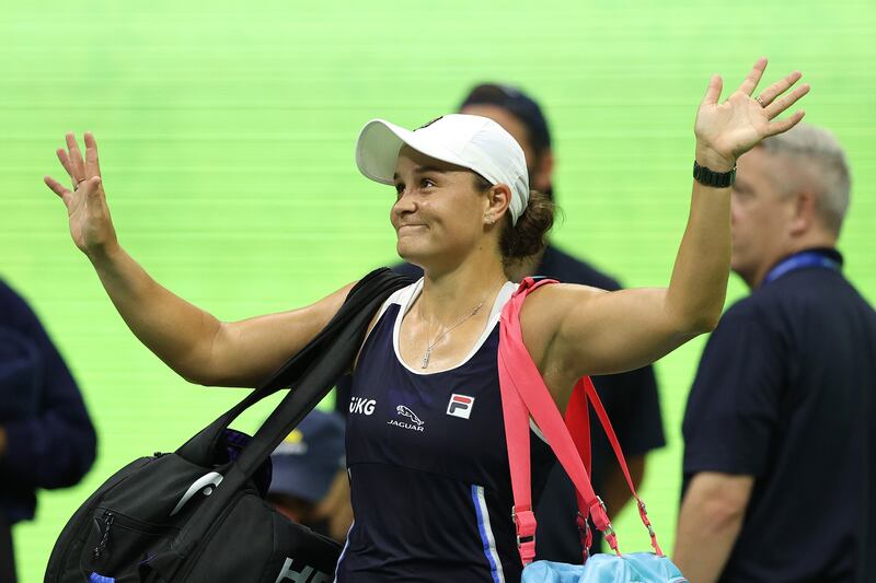 Ash Barty of Australia walks off the court after losing to Shelby Rogers of the United States. AFP