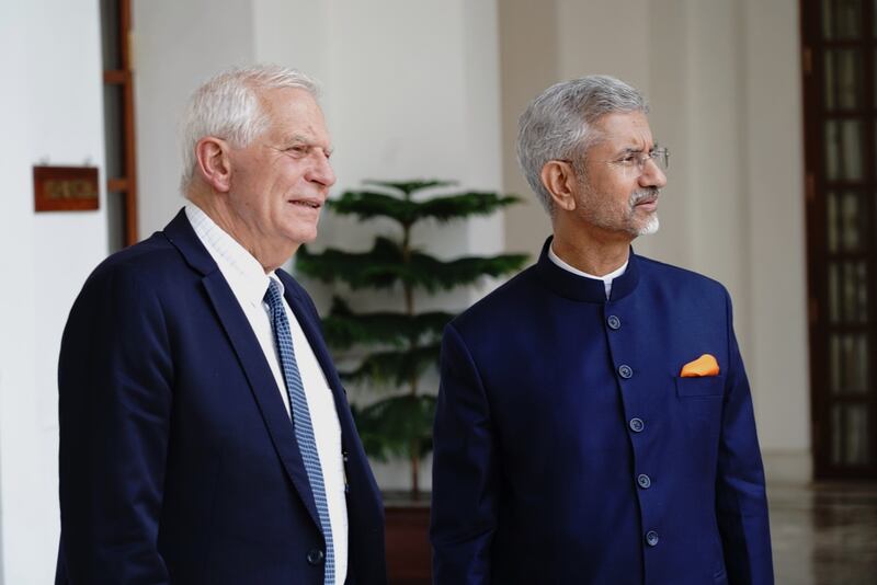 Mr Jaishankar with Josep Borrell, the EU's High Representative for Foreign Affairs. Photo: MEA 