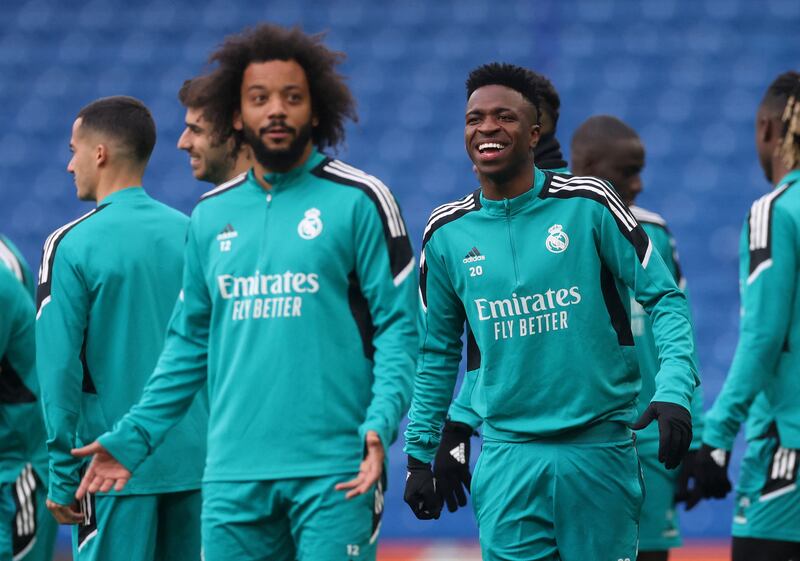 Marcelo and Vinicius Junior during training. Action Images