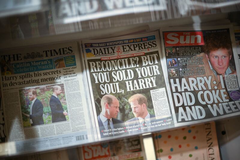 British daily newspapers with stories about the publication of the book. AFP