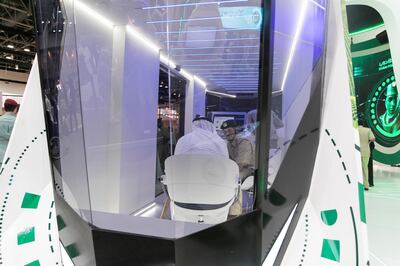 DUBAI, UNITED ARAB EMIRATES - OCTOBER 15, 2018. Dubai Police's self-driving police station at Gitex Tech Week, held in DWTC.(Photo by Reem Mohammed/The National)Reporter: Patrick Ryan + Nick WebsterSection:  NA