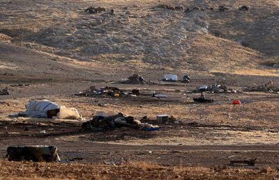 Tents are scattered in Humsa Al Bqai'a, in the northern West Bank, on 7 July. AFP