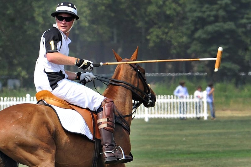 Prince Harry competes during the 3rd annual Veuve Clicquot Polo Classic on Governors Island in New York City.