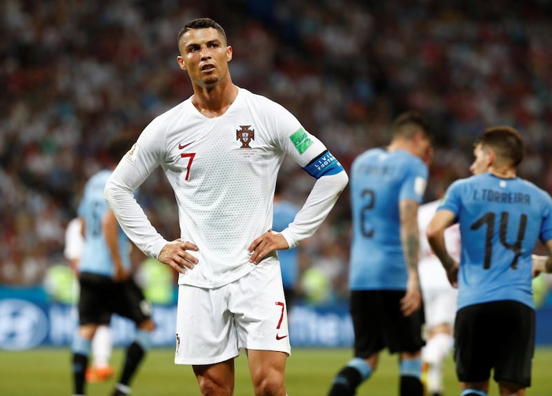 Soccer Football - World Cup - Round of 16 - Uruguay vs Portugal - Fisht Stadium, Sochi, Russia - June 30, 2018   Portugal's Cristiano Ronaldo reacts        REUTERS/Murad Sezer