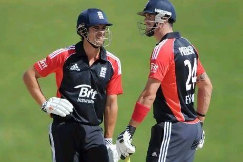 Alastair Cook felt comfortable opening with Kevin Pietersen in a practice game on Friday.