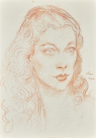 Unfinished drawing of Vivien Leigh by Augustus John. Courtesy Sotheby's