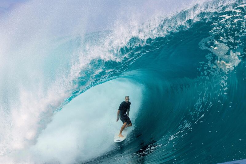 USA surfer Ivan Florence rides a wave as a big swell hits Teahupoo, Tahiti. AFP