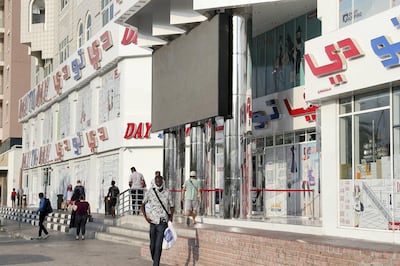 DUBAI, UNITED ARAB EMIRATES , September 10 – 2020 :- Outside view of the Day to Day department store which was shut down by the authorities after the flash sale that saw crowd and flouting COVID 19 rules at the store near Union Metro station in Al Rigga in Deira Dubai.  (Pawan Singh / The National) For News