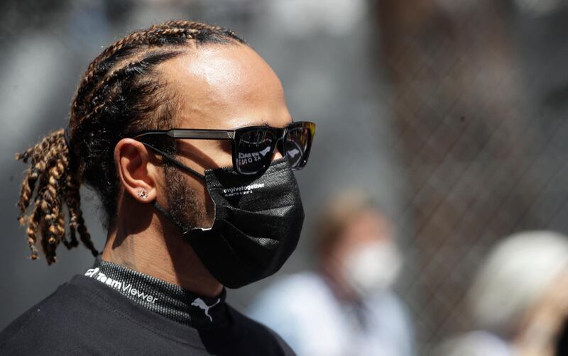 Mercedes driver Lewis Hamilton of Britain prior to the start of the Monaco Grand Prix at the Monaco racetrack, in Monaco, Sunday, May 23, 2021. AP Photo