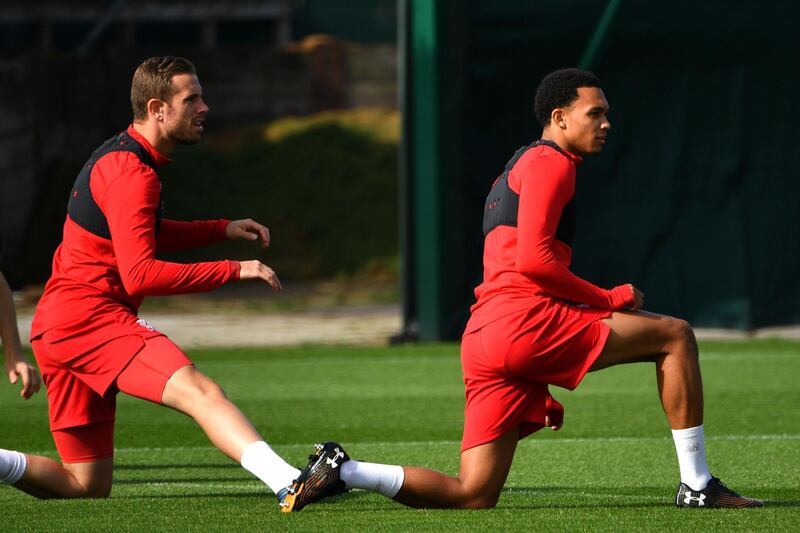 Liverpool midfielder Jordan Henderson defender Trent Alexander-Arnold. AFP