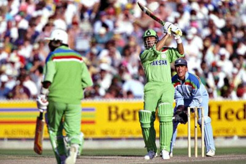 Nur Khan named Imran Khan, stroking a boundary, as captain of Pakistan, but Javed Miandad, left, had been his initial first choice.