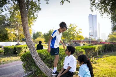 ABU DHABI, UNITED ARAB EMIRATES - JANUARY 16, 2019.

Kids playing at Heritage park on the corniche.

(Photo by Reem Mohammed/The National)

Reporter: 
Section:  NA