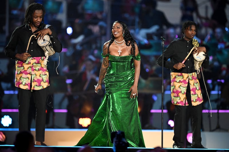 Nigerian singer-songwriter Tiwa Savage on stage during the Coronation Concert. Getty