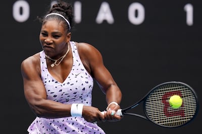 epa08143298 Serena Williams of the USA in action against Anastasia Potapova of Russia during their first round match at the Australian Open tennis tournament at Melbourne Park in Melbourne, Australia, 20 January 2020.  EPA/DAVE HUNT EDITORIAL USE ONLY AUSTRALIA AND NEW ZEALAND OUT