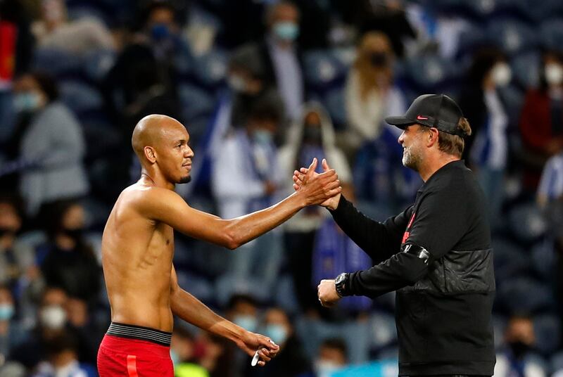 Fabinho - 7: The Brazilian allowed the Porto midfield no latitude. He set the tempo and killed off any danger at source. Reuters