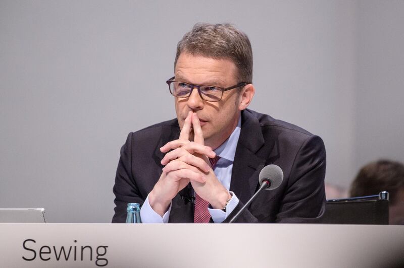 FRANKFURT AM MAIN, GERMANY - MAY 24:  Christian Sewing, the new CEO of Deutsche Bank, pictured at the Deutsche Bank annual shareholders' meeting on May 24, 2018 in Frankfurt, Germany. Shareholders, frustrated by years of poor performance by Deutsche Bank, are calling for Achleitner to step down.  (Photo by Thomas Lohnes/Getty Images)