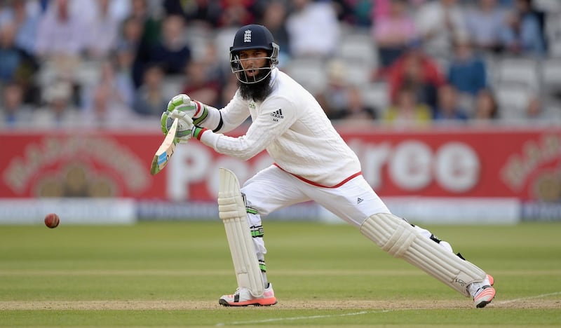LONDON, ENGLAND - MAY 24:  Moeen Ali of England bats during day four of 1st Investec Test match between England and New Zealand at Lord's Cricket Ground on May 24, 2015 in London, England.  (Photo by Gareth Copley/Getty Images)
