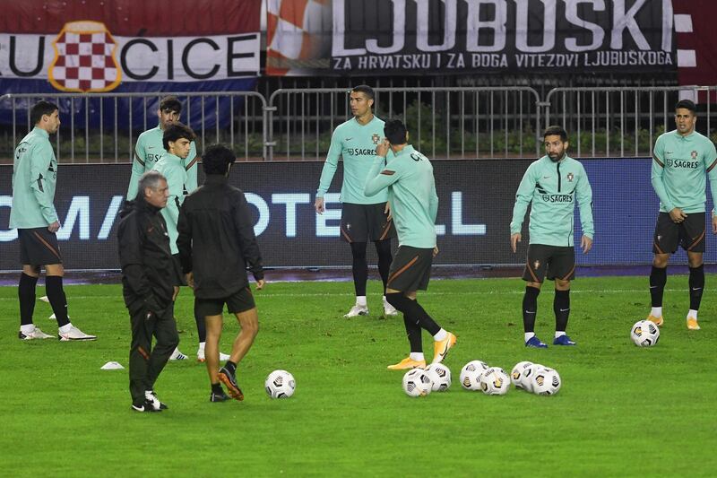 Portugal players training in Split. AFP