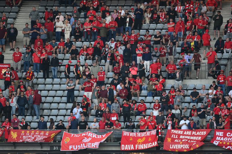 Gaps in the Liverpool end as fans struggle to get into the ground before kick-off. Getty