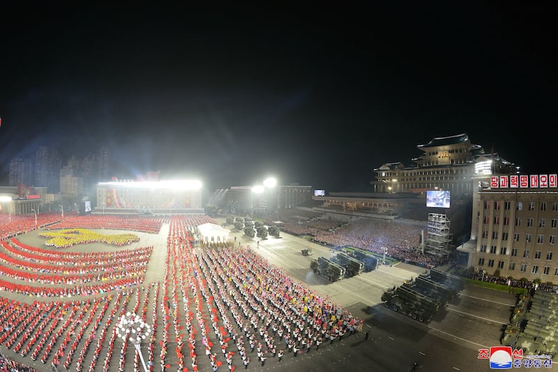 Soldiers and armoured vehicles on display. Reuters