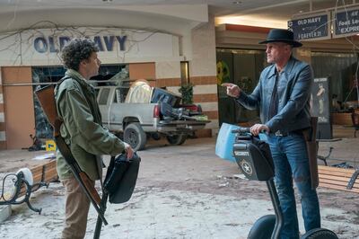 Columbus (Jesse Eisenberg) and Tallahasse (Woody Harrelson) in Columbia Pictures' ZOMBIELAND: DOUBLE TAP. Courtesy Sony Pictures