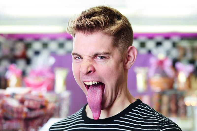 Got it licked: Nick Stoeberl, from California, has secured his place in the Guinness World Records for having the world’s longest tongue at 10.1cm from its tip to the middle of the closed top lip. “I’m not only able to lick my nose, but also my elbow,” he boasts. James Ellerker / Guinness World Records