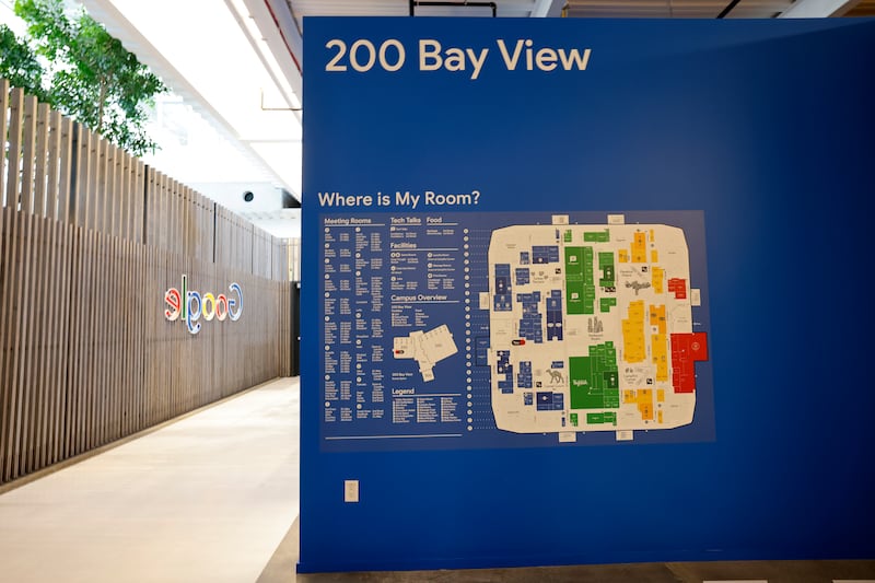 An Office directory in Google's new Bay View campus. EPA
