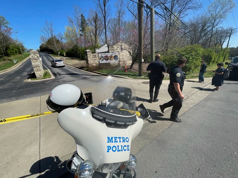 Metro Nashville Police officers outside the school on March 27. AP