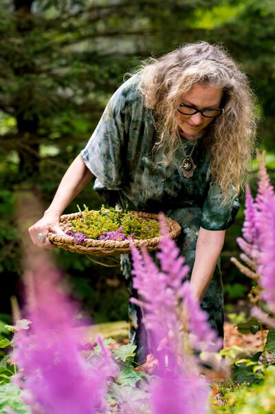 Vicki Rawlins forages for materials in her garden and neighbourhood. Photo: Julie M Gile