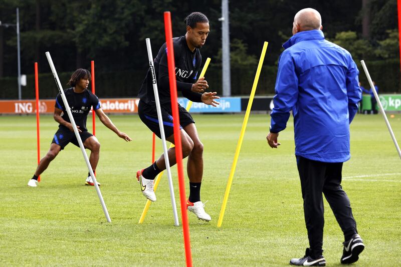 Netherlands defender Virgil van Dijk takes part in a training session at the KNVB Campus  in Zeist ahead of their World Cup qualifier against Norway. AFP