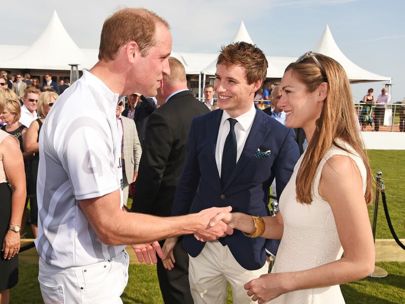 Prince William with actor Eddie Redmayne and his wife Hannah Bagshawe at the Audi Polo Challenge 2015 at Cambridge County Polo Club on July 3, 2015 in Cambridge, England. Getty Images for Audi