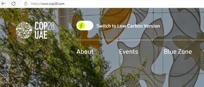 Cop28's website has a low-carbon option for users.