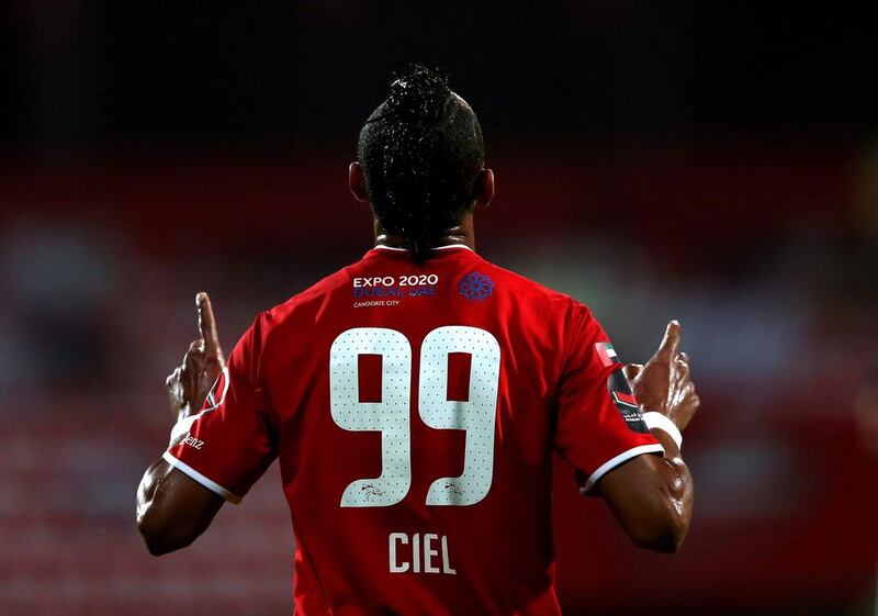 Ciel of Al Ahli gestures during his side's win over Al Dhafra on Sunday in the Arabian Gulf League. Warren Little / Getty Images   