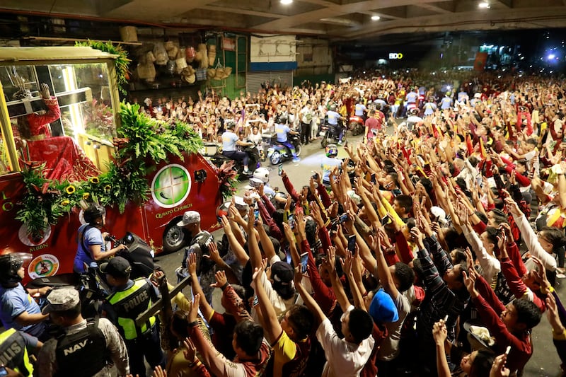 Catholic devotees at a Black Nazarene procession on the eve of Good Friday in Manila, Philippines. EPA