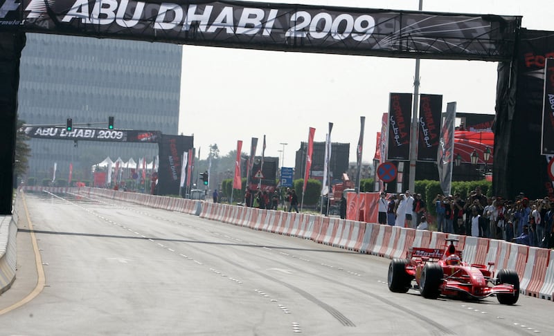 Finnish driver Kimi Raikkonen in his Ferrari on the streets of Abu Dhabi. AFP