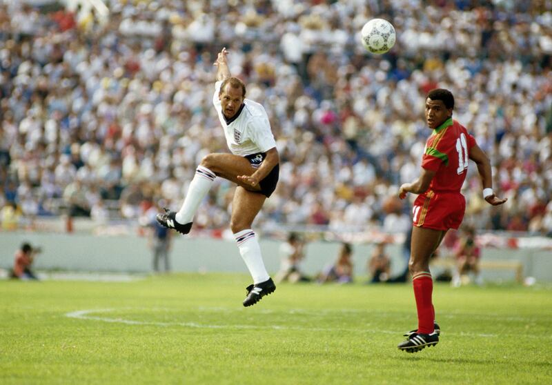 Ray Wilkins of England and Mustafa Merry of Morocco  in action during the 1986 Fifa World Cup Group F match on June 6, 1986 at the Tecnologico Stadium in Monterey, Mexico. Getty Images