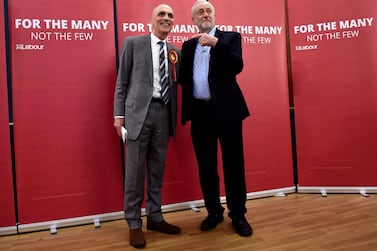 Britain's opposition Labour Party leader Jeremy Corbyn stands with Chris Williamson during an election campaign event in 2017. Reuters