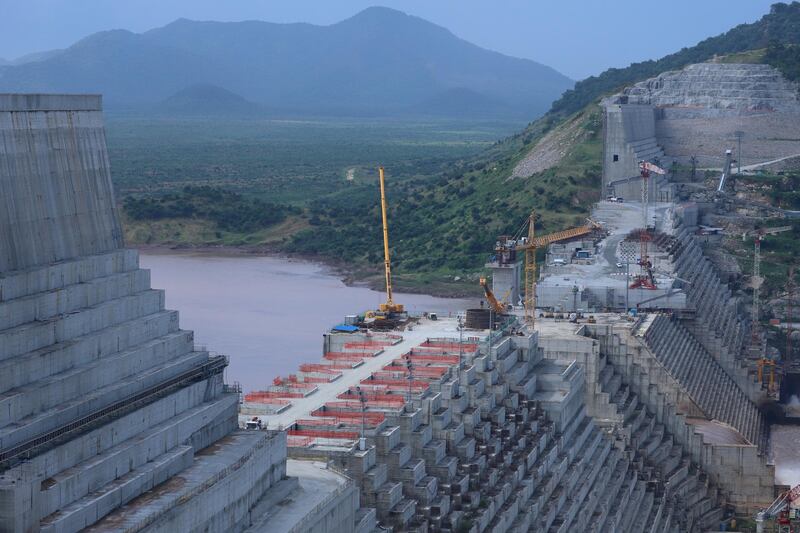 FILE PHOTO: Ethiopia's Grand Renaissance Dam is seen as it undergoes construction work on the river Nile in Guba Woreda, Benishangul Gumuz Region, Ethiopia September 26, 2019. REUTERS/Tiksa Negeri/File Photo/File Photo
