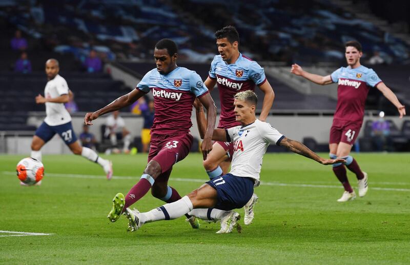 SUBS. Erik Lamela (Alli, 59') - 7: The winger made some timely interventions to thwart the rarity that were West Ham's counter attacks. Reuters