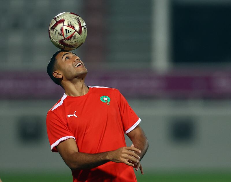 Morocco's Walid Cheddira during training. Reuters