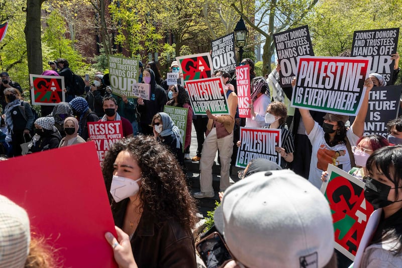 New York University students and faculty protest against Israel's war in Gaza, at Washington Square Park. AFP